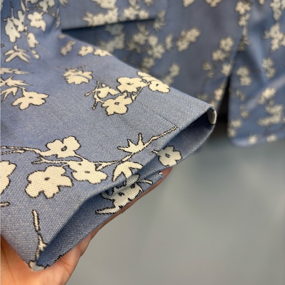 NWOT Talbots size 6 blazer Floral jacquard Jacket Blue White - Picture 9 of 14